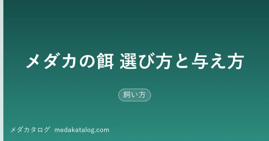 メダカの餌 選び方と与え方