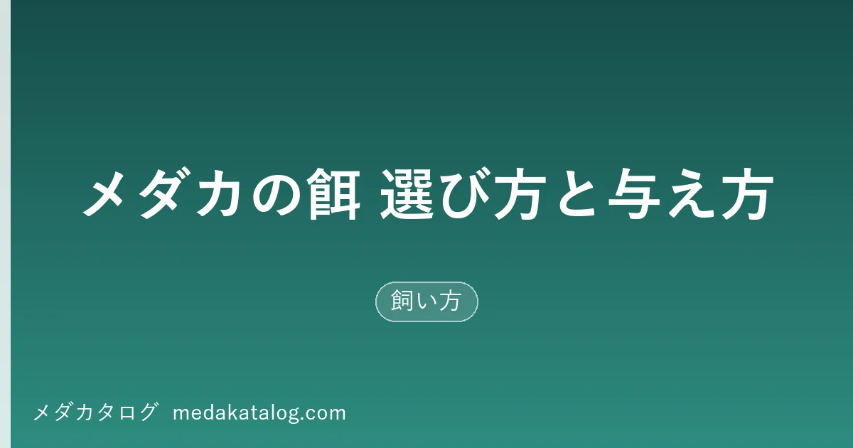 メダカの餌 選び方と与え方